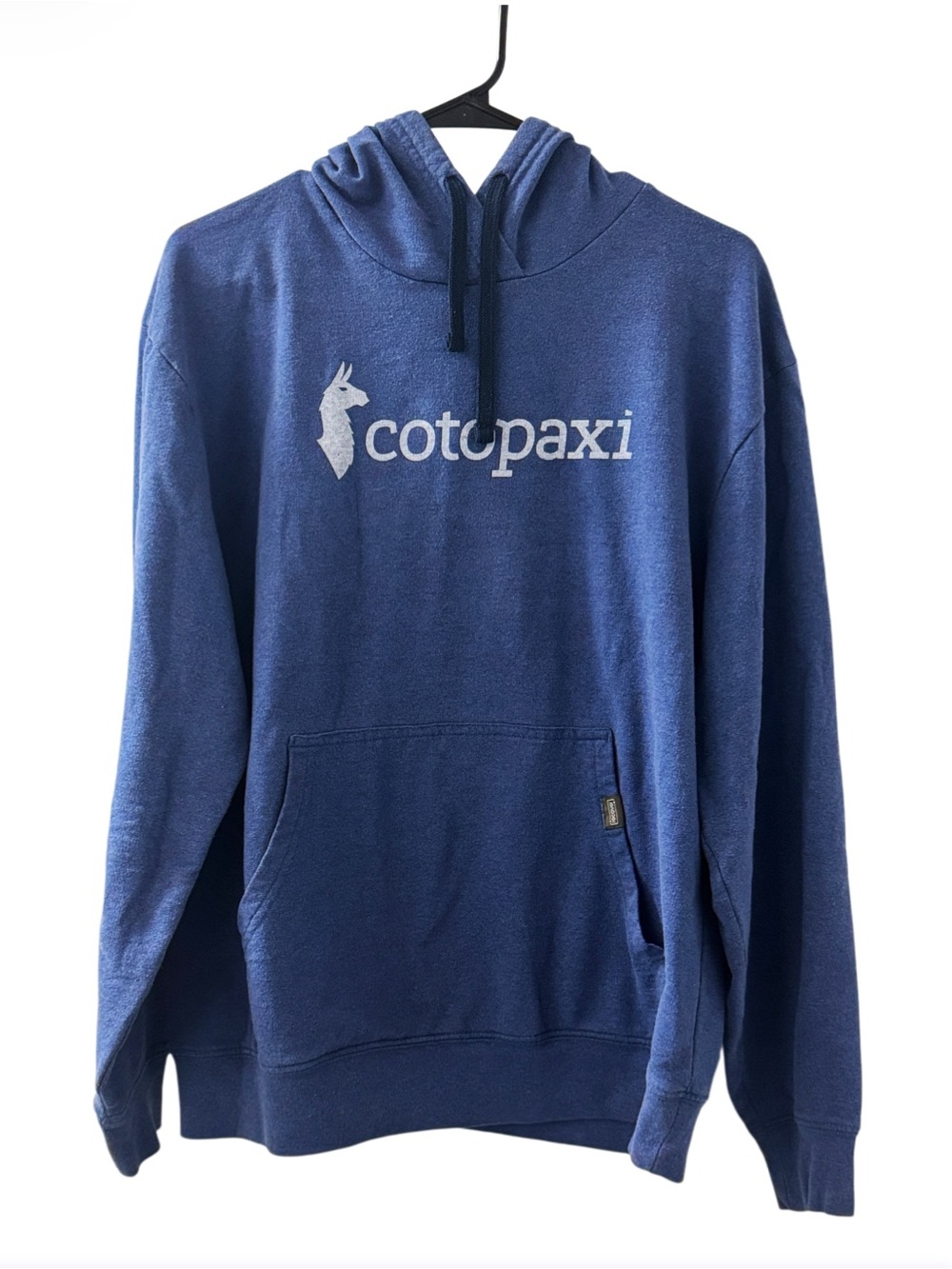 Cotopaxi Blue Llama hoodie,graphic of a llama on the front Size Medium